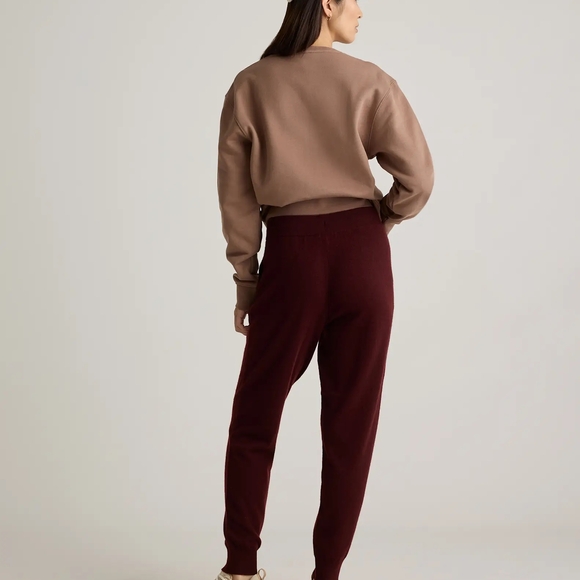Quince Burgundy Maroon Mongolian Cashmere Jogger Sweatpants - Picture 3 of 12